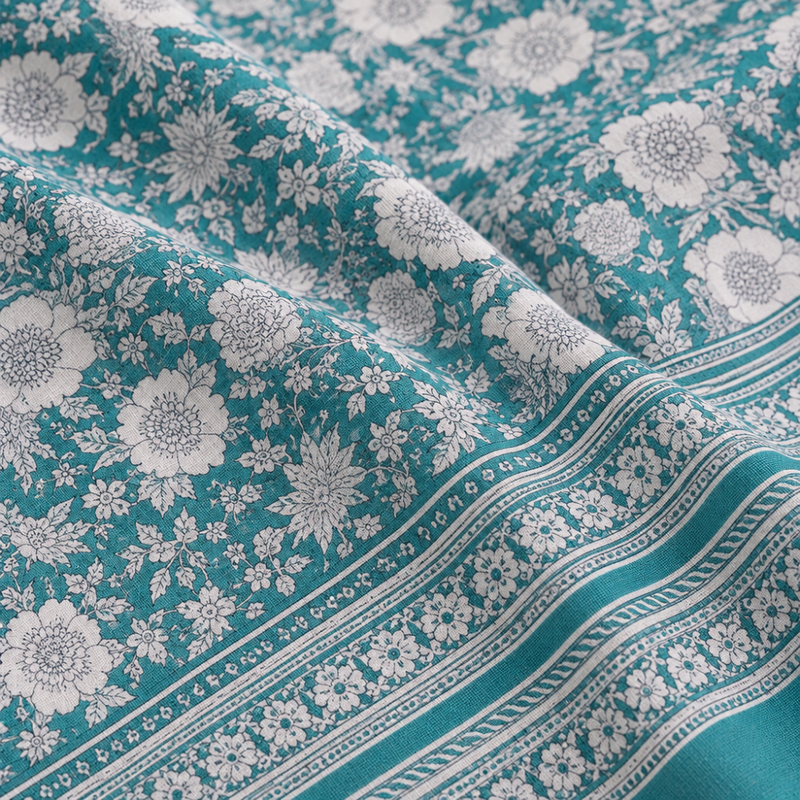 Mahal Jaal Teal cotton king size bedsheet - close-up of print