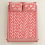 Mahal Jaal Coral cotton king size bedsheet - overhead view