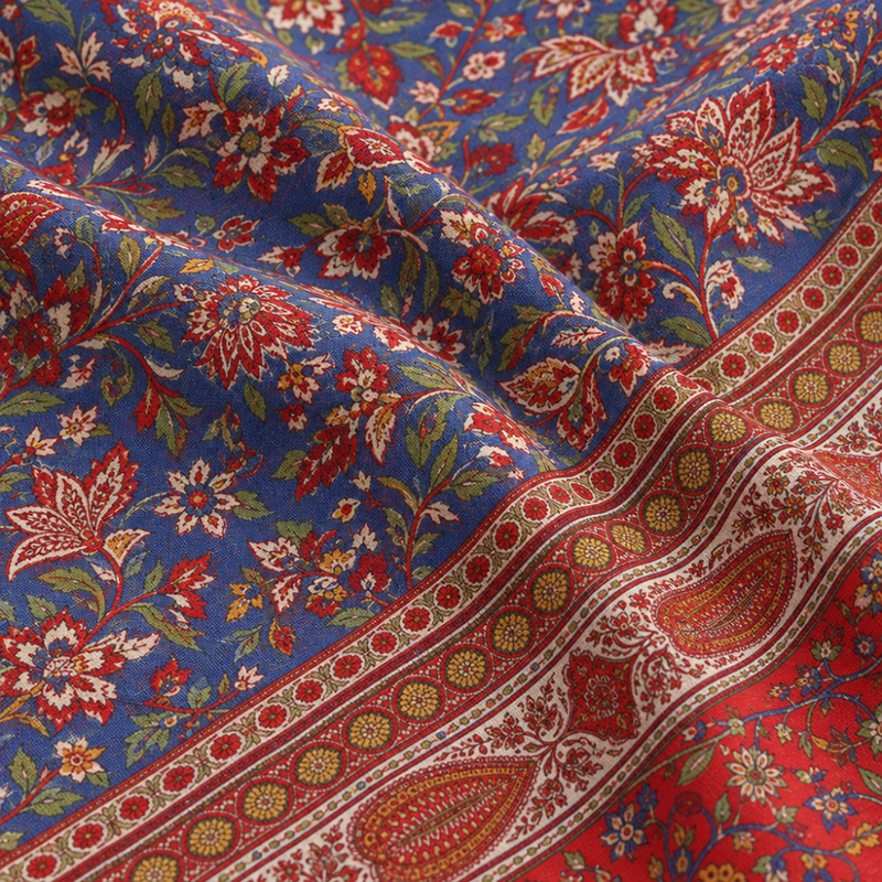 Gulshan Bahar Red cotton king size bedsheet - close-up of print