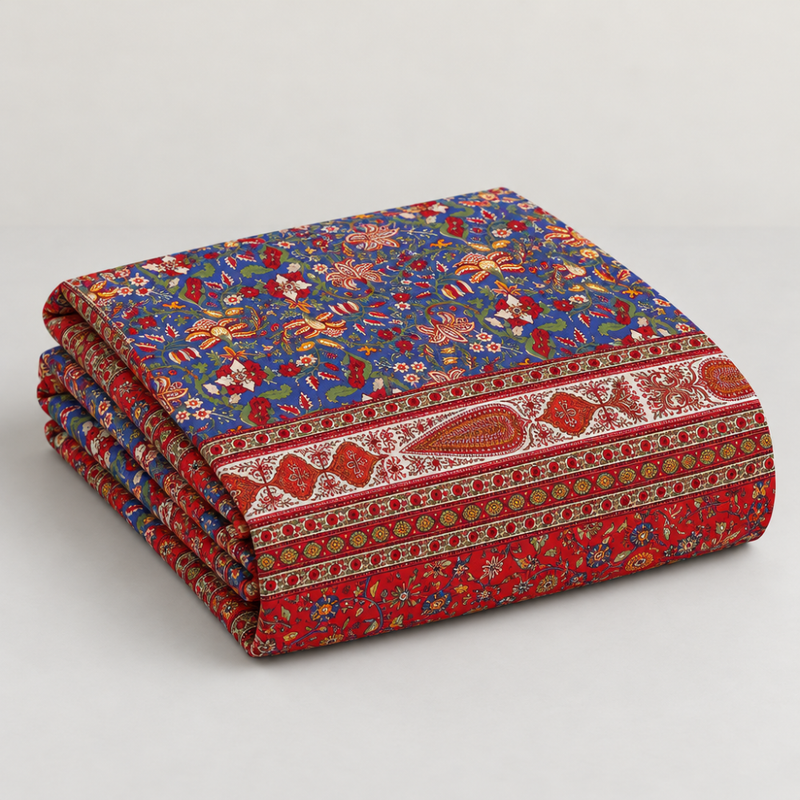 Gulshan Bahar Red cotton king size bedsheet - folded set