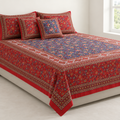 Gulshan Bahar Red cotton king size bedsheet - front view