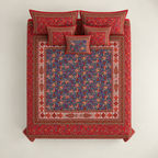 Gulshan Bahar Red cotton king size bedsheet - overhead view