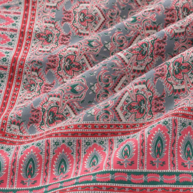 Rani Mehrab Grey cotton king size bedsheet - close-up of print