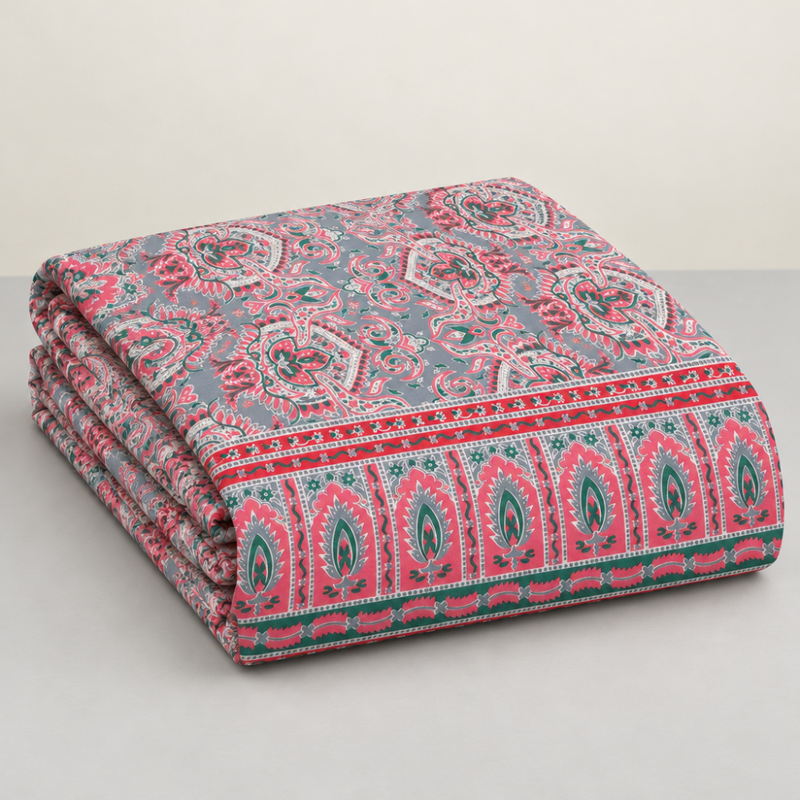 Rani Mehrab Grey cotton king size bedsheet - folded set