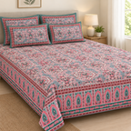 Rani Mehrab Grey cotton king size bedsheet - front view
