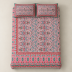 Rani Mehrab Grey cotton king size bedsheet - overhead view