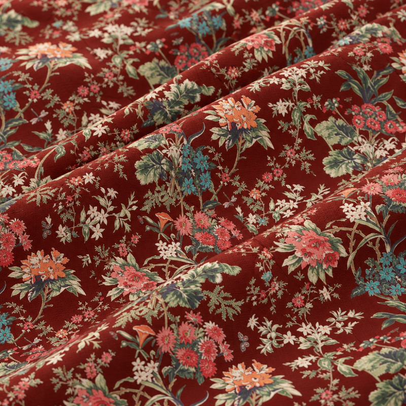 Van Bahar Maroon cotton king size bedsheet - close-up of print