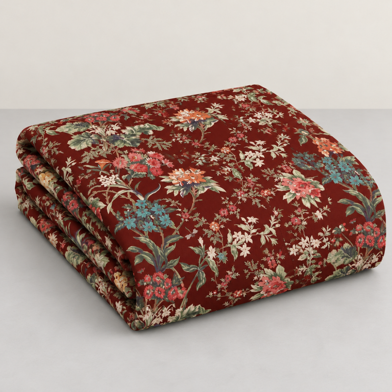 Van Bahar Maroon cotton king size bedsheet - folded set