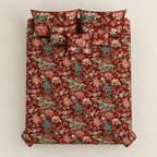 Van Bahar Maroon cotton king size bedsheet - overhead view