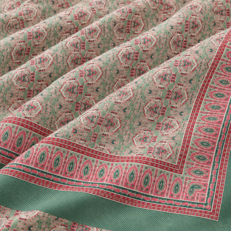 Rani Mehrab Sage Green cotton king size bedsheet - close-up of print