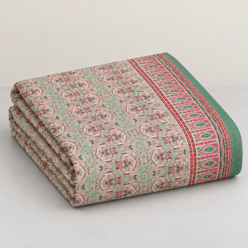 Rani Mehrab Sage Green cotton king size bedsheet - folded set