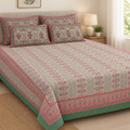 Rani Mehrab Sage Green cotton king size bedsheet - front view