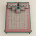 Rani Mehrab Sage Green cotton king size bedsheet - overhead view