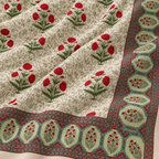 Genda Bagh Red cotton king size bedsheet - close-up of print