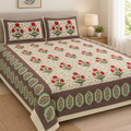Genda Bagh Red cotton king size bedsheet - front view