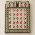 Genda Bagh Red cotton king size bedsheet - overhead view