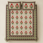 Genda Bagh Red cotton king size bedsheet - overhead view