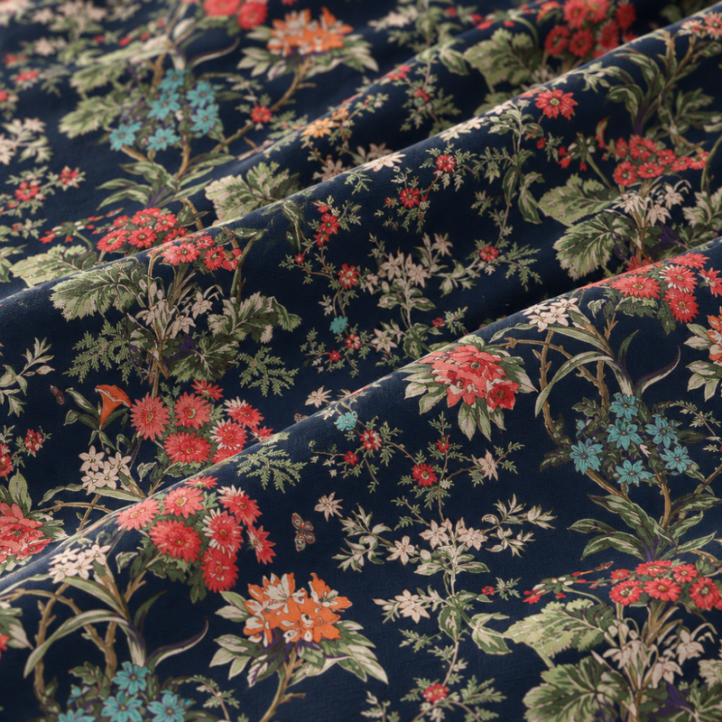 Van Bahar Navy cotton king size bedsheet - close-up of print