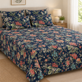 Van Bahar Navy cotton king size bedsheet - front view