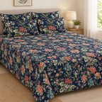 Van Bahar Navy cotton king size bedsheet - front view
