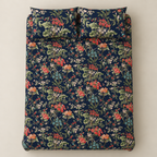 Van Bahar Navy cotton king size bedsheet - overhead view