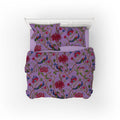 Indian Peacock cotton velvet bedcover in Amethyst Orchid
