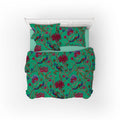 Indian Peacock cotton velvet bedcover in Mint