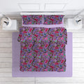 Chirping Bird cotton velvet bedcover in Amethyst Orchid