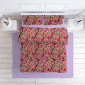 Chirping Bird cotton velvet bedcover in Burnt Coral