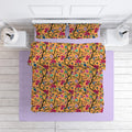 Chirping Bird cotton velvet bedcover in Marigold