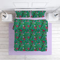 Chirping Bird cotton velvet bedcover in Mint