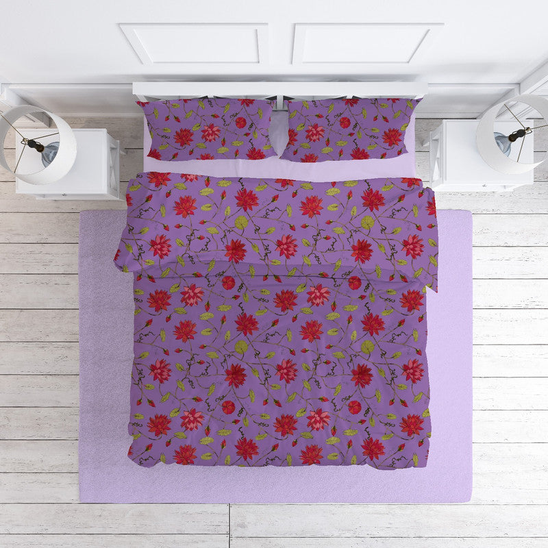Lotus cotton velvet bedcover in Amethyst Orchid