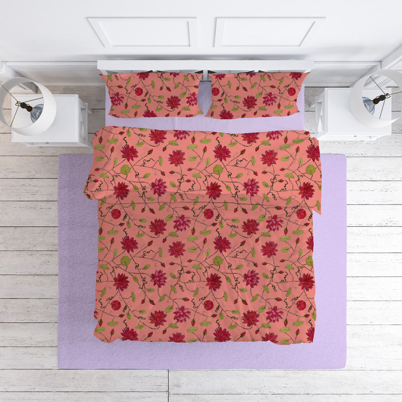 Lotus cotton velvet bedcover in Burnt Coral