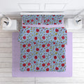 Lotus cotton velvet bedcover in Cerulean