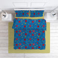 Lotus cotton velvet bedcover in French Blue
