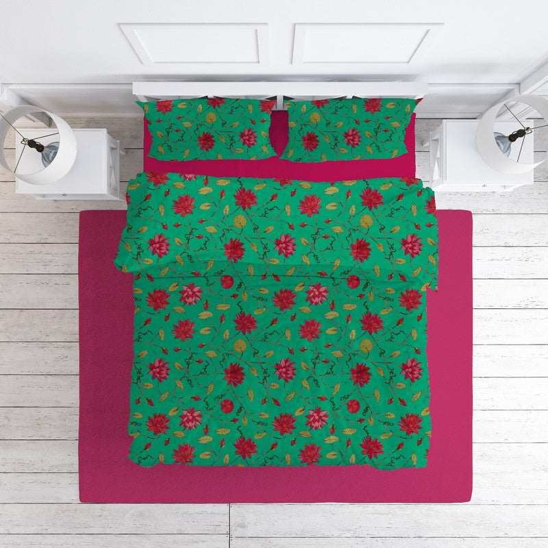 Lotus cotton velvet bedcover in Mint