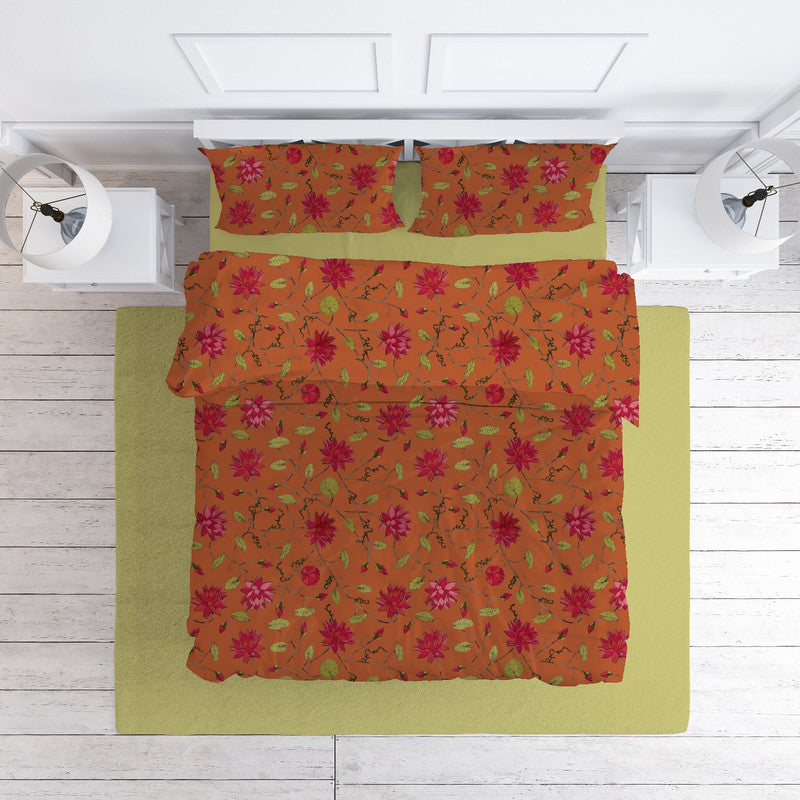 Lotus cotton velvet bedcover in Rust