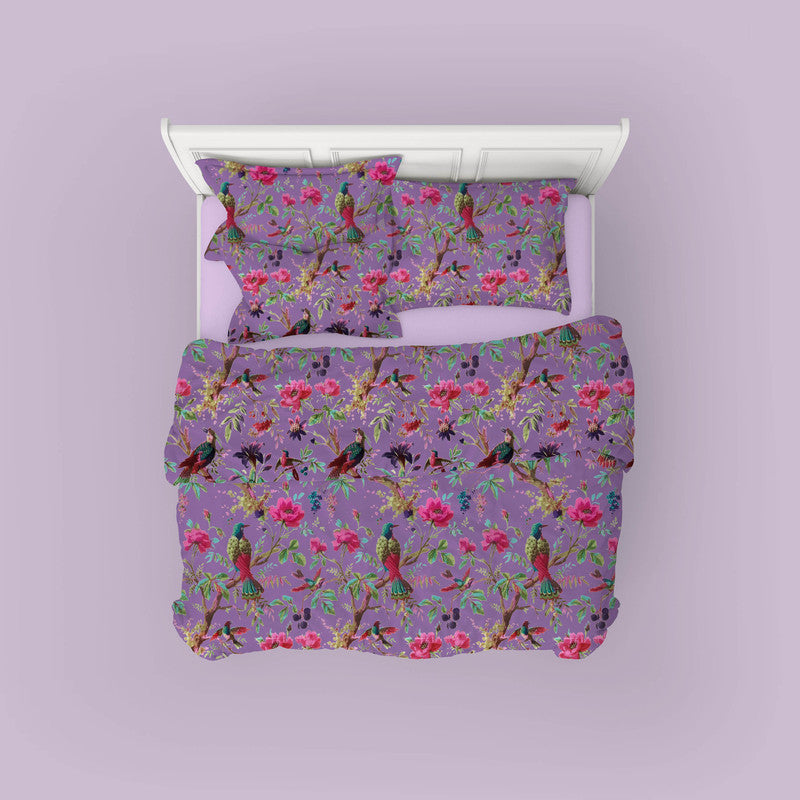 Paradise cotton velvet bedcover in Amethyst Orchid