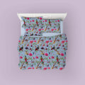 Paradise cotton velvet bedcover in Cerulean