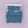 Paradise cotton velvet bedcover in French Blue