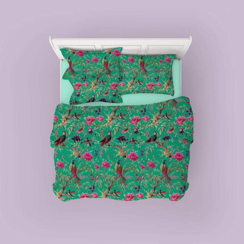 Paradise cotton velvet bedcover in Mint