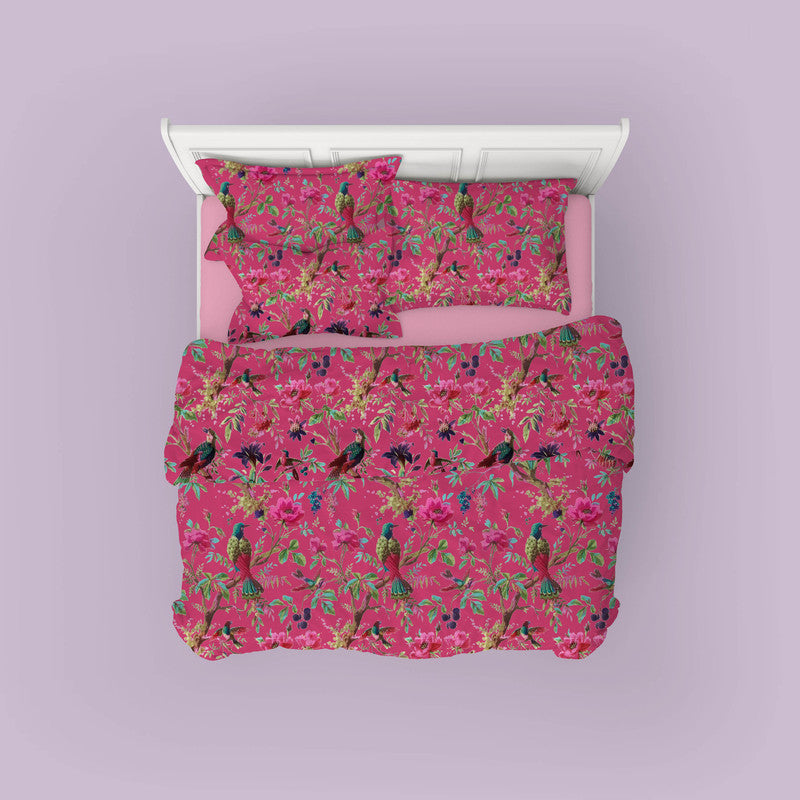 Paradise cotton velvet bedcover in Raspberry Sorbet
