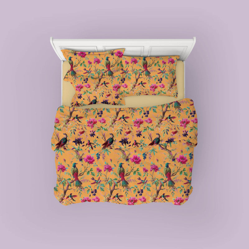 Paradise cotton velvet bedcover in Marigold