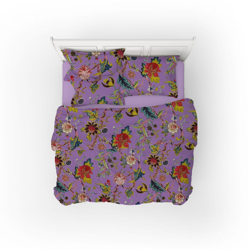 Tree of Life cotton velvet bedcover in Amethyst Orchid