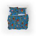Tree of Life cotton velvet bedcover in French Blue