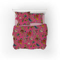 Tree of Life cotton velvet bedcover in Raspberry