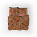 Tree of Life cotton velvet bedcover in Rust