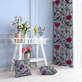 Indian Peacock velvet door curtains set of 2 in Cerulean