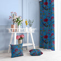 Indian Peacock velvet door curtains set of 2 in French Blue