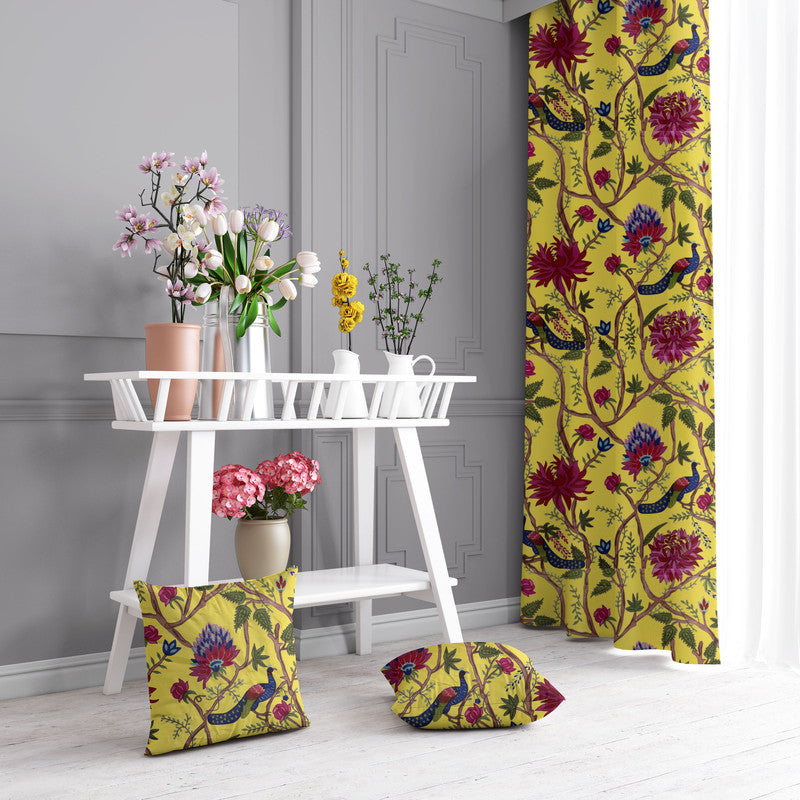 Indian Peacock velvet door curtains set of 2 in Illuminating